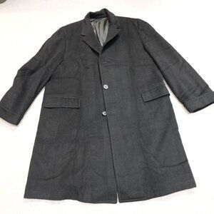 Vintage Le Chevron Coat 2XL Black Solid Cashmere Topcoat